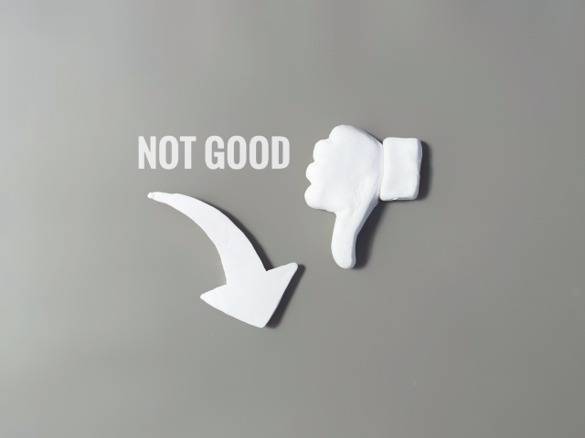 NOT GOODという文字と良くないねマーク
